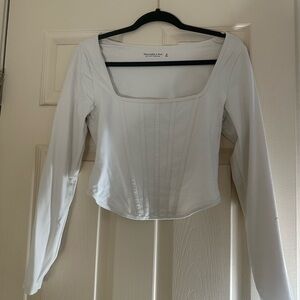 Abercrombie & Fitch White Square Neck Crop Top
